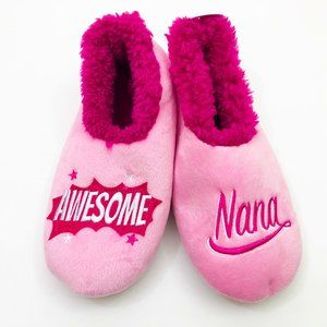 NWT Snoozies Women's Pink Awesome Nana Slippers Medium 7/8
